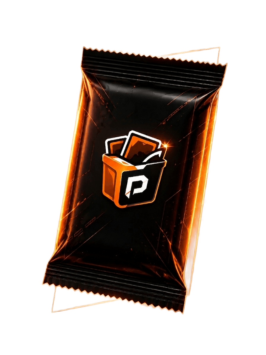 Glowing PackDrop foil pack ready to rip open